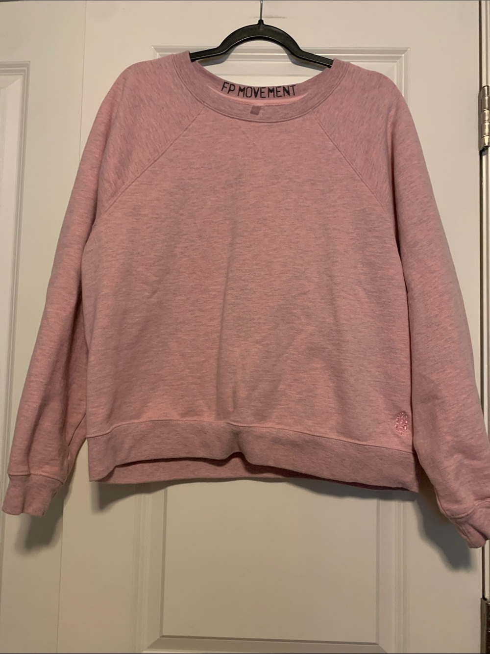 Free People Movement Heathered Gray/Pink Crewneck, Sz Large, GUC